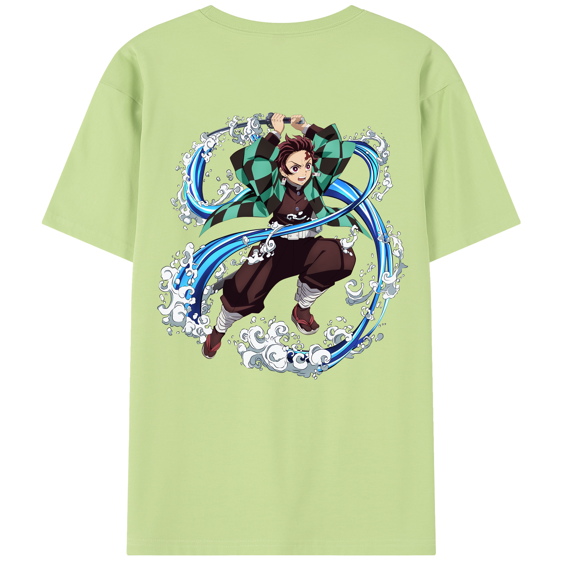 （画像用） 鬼滅の刃 竈門 炭治郎／かまど たんじろう Kamado Tanjirou 綿100％半袖Tシャツ（背面プリント）